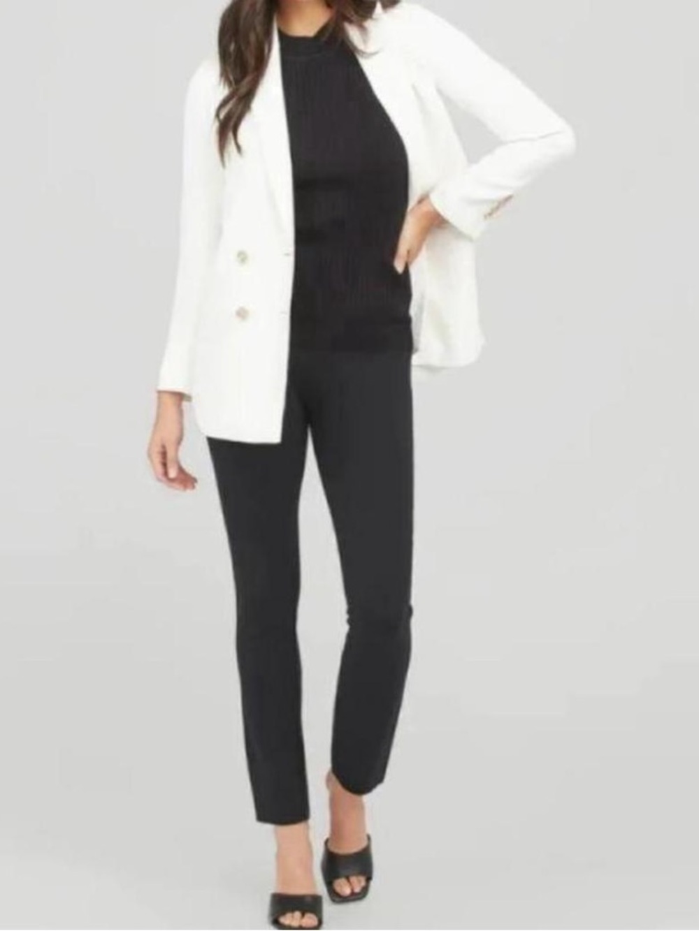 Spanx The Perfect Pant in Ankle Backseam Skinny Black Medium Petite